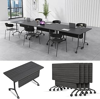 6-8 Person Conference Table Folding Conference Table for Office、Training, Seminar,Schools Modern Wood Conference Meeting Room Table Large Rectangular Conference Room Tables (4, Grey-2, 55in)