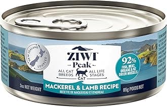 ZIWIPeak Canned Wet Cat Food – All Natural, High Protein, Grain Free, Limited Ingredient, with Superfoods (Mackerel & Lamb, Case of 24, 3oz Cans)