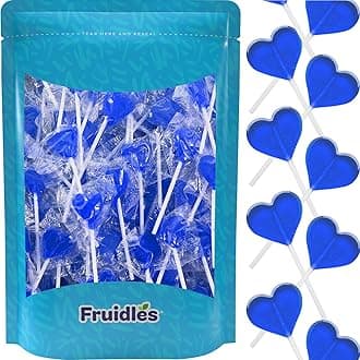 Fruidles Lollipops Mini Heart Shaped Flavored Delicious Lollipop, Individually Wrapped, 5g Lollipop (600 Lollipops, Blueberry)