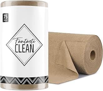 Fantasticlean Microfiber Cleaning Cloth Roll -75 Pack, Tear Away Microfiber Towels, 12" x 12", Reusable, Washable, Scratch Free, Ultra Absorbent for All-Around Cleaning Supplies (TAN)