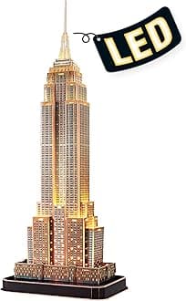 CubicFun LED 3D Puzzles for Adults New York Mansion Model Kits, Home Decor Toys for Adults and Children, Puzzles Gifts for Adults and Children Toys