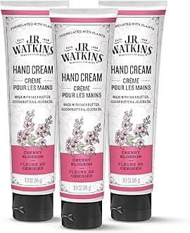 Natural Moisturizing Hand Cream, Hydrating Hand Moisturizer with Shea Butter, Cocoa Butter, and Avocado Oil, Cruelty Free, 3.3oz, Cherry Blossom, 3 Pack