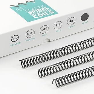 Binditek 100 Pack Plastic Spiral Binding Coils, 14mm(9/16"), 115 Sheet Capacity, 4:1 Pitch, Black, 48 Loops, for Students and Coworkers