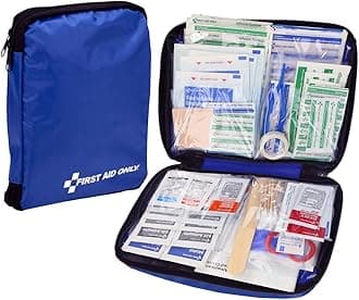 First Aid Only 298 Piece All-Purpose Emergency First Aid Kit for Home, Office, Car, Apartment, Dorm, and Camping, Travel-Friendly Compact Pouch Fits in Backpacks, Suitcases, Cabinets, and Drawers