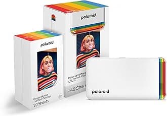 Polaroid Hi-Print + Paper Bundle - 2nd Generation Bluetooth Connected 2x3 Pocket Photo Dye-Sub Printer - White Printer + 40 Photos High Print 2nd Gen Instant Printer White + 40 Cartridge (6438)