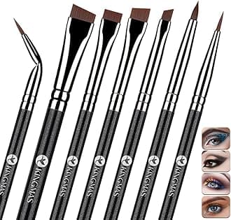 7pcs Eyeliner Brush Set, Angled Flat Gel Eye Liner Makeup Brushes, Ultra Thin Liner Brush, Fine Point Eyeliner Brushes for Women Girls