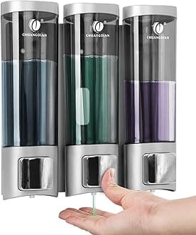 Triple 200ML Soap Dispenser Bathroom Wall Mounted Shower Gel Shampoo and Conditioner Dispenser Kitchen Dish Detergent Container Hand Body Wash Liquid Soap Dispenser for Home Hotel Restaurant