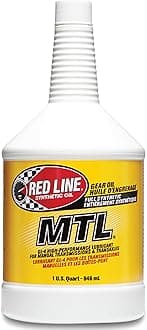 Red Line 50204 SAE 75W80 API GL-4 Manual Transmission and Transaxle Lubricant (MTL) Car Gear Oil - 1 Quart (4 Pack)