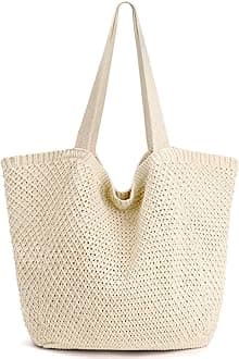hatisan Straw Beach Bag for Women Summer Woven Beach Tote Bag Shoulder Handbags Boho Bag