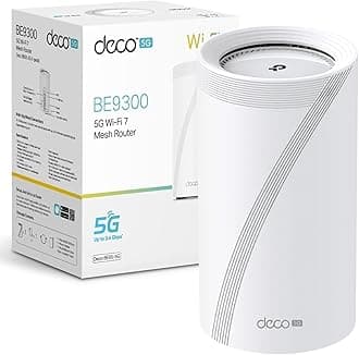 TP-Link Deco BE65 5G(1-pack) Whole Home Mesh Wi-Fi 7 System, BE9300 Tri-Band WiFi Booster, AI-Driven WiFi Router, Connect Over 200 Devices, 2.5G Connectivity Wired &Wireless, Gaming&4K, Easy Setup