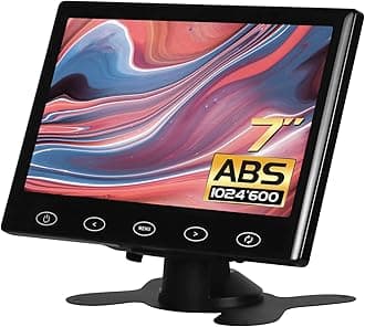 CCTV Monitor 7 Inch HDMI Monitor 16: 9 Screen 1024 * 600 AV VGA Input Touch Button/Built-in Speaker for Raspberry Pi, House Security, CCTV Camera, PC Display