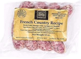 MeatCrafters French Country Pork Sausage, Minimally Processed, No Artificial Ingredients, 12oz (4-Pack, 16 Total Links)