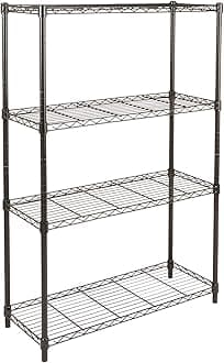 4-Shelf Storage Unit With Height Adjustable Shelves and Levelling Feet, 640 kg Max Weight, Black, 35.6 cm D x 91.4 cm W x 137.1 cm H