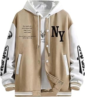 SOLY HUX Men's Varsity Jacket Color Block Letter Graphic Long Sleeve Baseball Jacket Bomber Coat