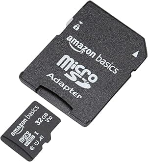 Amazon Basics 32GB MicroSDHC Memory Card with Adapter, Upto 98MB/s, IPX6, Temperature & Shock Resistant
