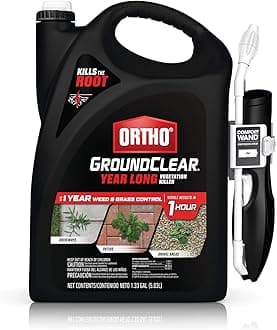 GroundClear Year Long Vegetation Killer - With Continuous Spray Comfort Wand, Visible Results in 1 Hour, Kills Weeds and Grasses to the Root, Up to 1 Year of Weed and Grass Control, 1.33 gal.