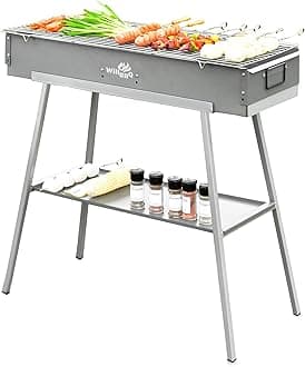 Charcoal Grills Commercial Quality Portable Hibachi BBQ Lamb Skewer Detachable‌ Camping Barbecue Grill for Backyard Outdoor Cooking Use(31.6x10.3x5.1 inch)