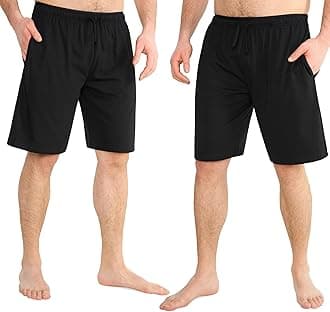 Mens Pyjama Shorts - Comfy Lounge Shorts with Pockets Pack of 2
