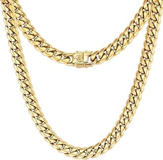 CaptainSteeL Miami Cuban Link Chain Necklace for Men/Women,316L Stainless Steel/Gold Plated 12MM Width 18"/20"/22"/24" Length,Thick Chain for men Hip Hop Jewelry with Gift Box