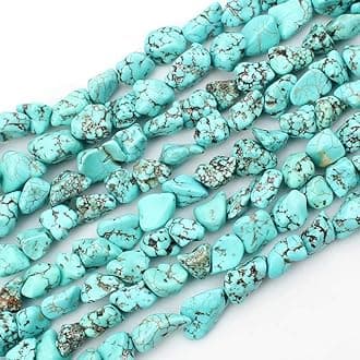 Blue Turquoise Gemstone Irregular Stone 11-14mm Freeform Loose Beads for Jewelry Making 15 Inch (28-32pcs)