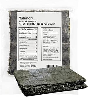 Gim Pop Premium Sushi Seaweed Sheets Roasted Sushi Nori All Natural Gold Grade Dried Seaweed for Wrap Rice, Onigiri, Sushi (50 Full Sheets，140g) - Product of Korea, Restaurant Quality