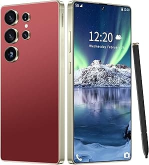 I25 Ultra Unlocked Phone 16+1TB,Built in Pen The Phone,Battery 7000mAh 6.99" HD Screen,Android 14 Smartphone,Face ID/5G/Fingerprint Lock/Dual SIM/GPS (Wine Red, 16+1TB)