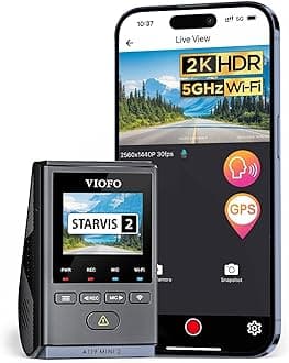 VIOFO Dash Cam A119 Mini 2, STARVIS 2 Sensor, 2K 60fps/HDR 30fps Voice Control Car Dash Camera with 5GHz Wi-Fi GPS, Night Vision 2.0, 24H Parking Mode, Supercapacitor (SD Card Not Included)