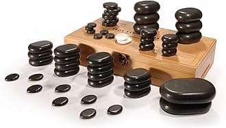 Master Massage, Deluxe Hot Stone Deluxe Pack Basalt Package Rock Real Lava Set, 50 Piece