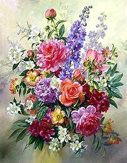Cross Stitch Kits Stamped, OWN4B Colorful Flowers Printed Pattern 11CT 14.2x18.1 inch DIY Embroidery Kit (Flowers)