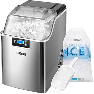 VIVOHOME Nugget Ice Maker Countertop, Pebble Ice Maker Machine with 44lbs/Day, Portable Soft Chewable Ice Maker with Self-Cleaning, Scoop, 10PCs Ice Bags for Home, Kitchen, Camping, RVs