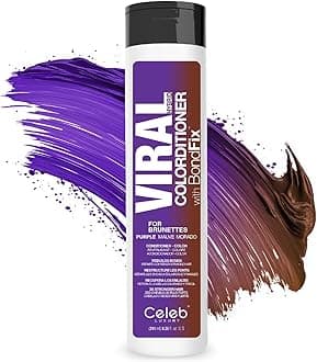 Purple Hair Color Depositing Colorwash Conditioner for Brunettes + Bondfix Bond Rebuilder, Semi Permanent Hair Color, Vegan Hair Dye