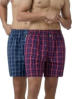 XYXX Men's Checkmate Relaxed Fit Cotton Boxer Shorts with Dual Pocket & No Marks Waistband (Pack of 2)