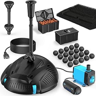 POPOSOAP Pond Filter with Pump Fountain Kit, Built-in UV Clarifier, 660GPH/40W Pond Filter, For Cleaning Outdoor Ponds, Aquariums, Aquariums and Aquariums for Garden Fish
