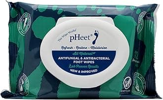 Foot Wipes All-Natural Antifungal & Antibacterial Formula, Cleanses, Moisturizes, Prevents & Kills Athletes Foot, Toenail & Foot Fungus, Odor & Improves Dry, Cracked, Flaky & Diabetic Skin 72ct