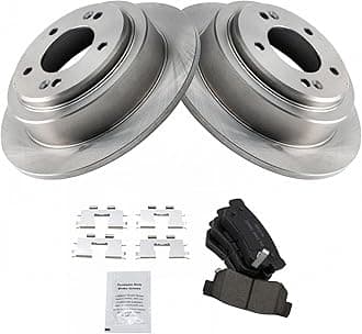 TRQ Rear Brake Pad & Rotor Kit Brake Pads Brake Rotor Ceramic Compatible with 2004-2006 Kia Amanti