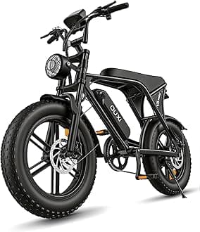 OUXI V8 Series Electric Bike for Adults, Ebike Peak 500W/1000W, 20/31 MPH, 10.4/15/30 AH Removable Battery, 16''/20" Fat Tire Electric Bike, 7-Speed Gear Electric Bicycles, Dual Disc Brakes
