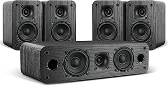 Saiyin 5.0 Home Theater System, 100W Hifi Surround Sound Speakers with Stereo Surround Sound and Retro Classic Wood Texture for Tv/PC, Amplifier or Receiver Needed, Passive,