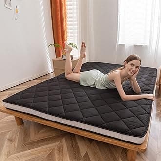 MAXYOYO Japanese Floor Futon Mattress Full Size, Floor Bed for Adults, Roll Up Folding Mattress, Diamond Patterned Japanese Futon Bed