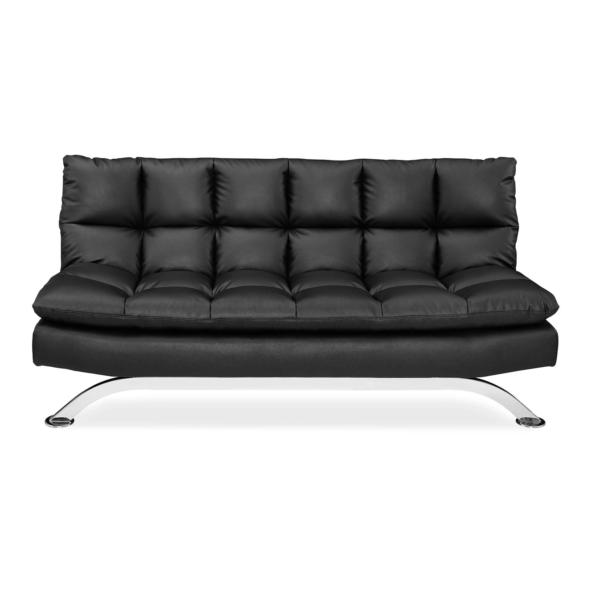 Pearington Bella Multi Position Leather Lay Flat Futon Sofa Bed, Black