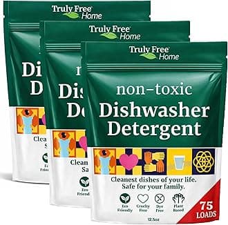 - Truly Free Dishwasher Detergent Powder | Natural Dish Detergent, Dishwasher Soap | Plastic Free, Plant-Based, Clean, Heavy Duty Hard Water Stain & Grease Remover | Fragrance Free | 12.5 oz (Pack of 3)