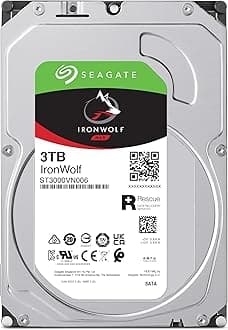 Seagate IronWolf 3TB NAS Internal Hard Drive CMR 3.5" SATA 6GB/s 5400RPM 256MB Cache for RAID Network Attached Storage 3 Years Rescue Service (ST3000VN006)