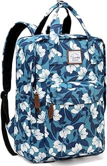 School Backpack for Women/Teen Girls, Travel Backpack Water Resistant College High School Computer Bag Student Bookbag,Blue Gardenia