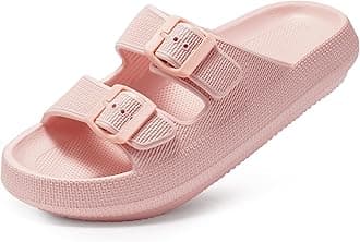 Dodow Womens Slide Sandals Adjustable Soft Cloud Comfort Slip On Flat Sandals