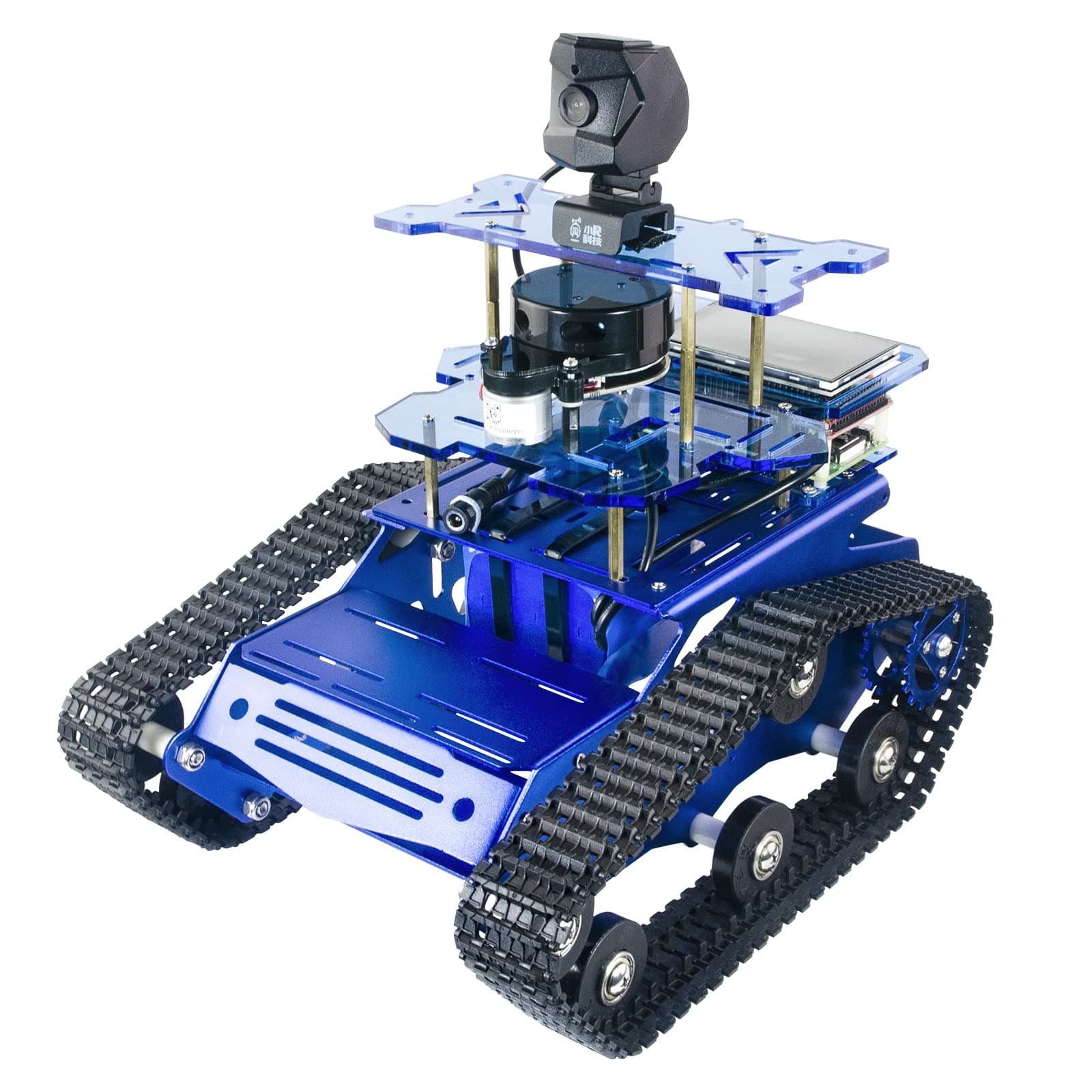 AI Robot Kit with Raspberry Pi XR lidar s1 ROS SLAM Smart Car DIY Tank Robotics Kit Build Maps, Autonomous Navigation, Object Recognition Tracking, Following(Blue with Raspberry Pi 4B 4GB)