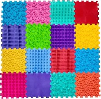 Funny-Steps | Children Play Mat - Orthopedic Sensory Floor Game Mat for Foot Massage to Prevent Flat Feet - Acupressure Mat Therapy for Improved Circulation - 16 Elements Set