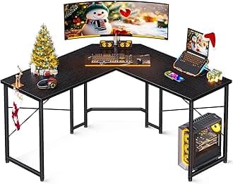 Casaottima 47 inch L Shaped Gaming Desk, Corner Desk Gaming Table for Home Office, Computer Desk Sturdy Writing Workstation for Small Space, Easy to Assemble, Black