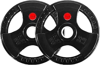 2" Olympic Grip Plates with 3-Handle Design | 2.5-45LB Rubber Encased Iron Weight Set & Pairs | Low-Noise, Floor Safe for Home Gym, Deadlift & Dumbbell