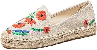 U-lite Women's Casual Flat Cap-Toe Slip on Platform Canvas Espadrilles Smoking Slipper Loafer