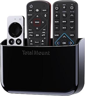 TotalMount Hole-Free Remote Holder – Eliminates Need to Drill Holes in Your Wall (Premium Black Holder for 2 or 3 Remotes)