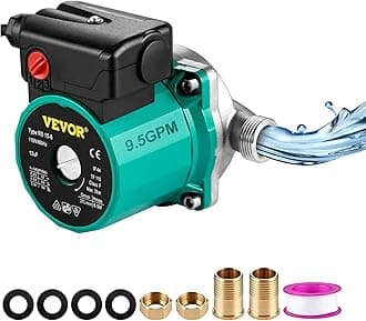 Hot Water Recirculating Pump, 93W, 110V Water Circulator Pump, Circulation Pump, 3/4″ G Thread to 1/2″ NPT Brass Adapter, Stainless Steel Head, 3 Speed Control for Electric Water Heater System